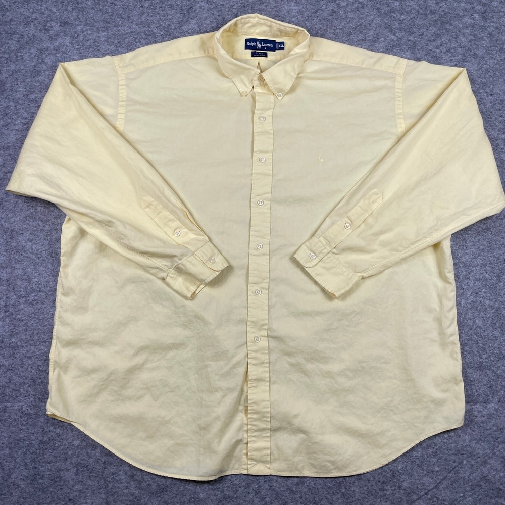 VTG Ralph Lauren Button Down Shirt Mens XXL Yellow Blake Oxford Long Sleeve 90s
